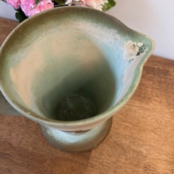 Vintage Hand Painted Pottery Pitcher England Lily of the Valley Green Brown 1950 - Picture 7 of 8